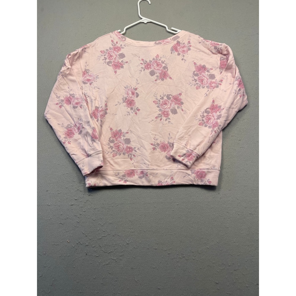 Hollister Sweatshirt Fleece Pink Floral Rose Open Back Satin Tie XS Womens